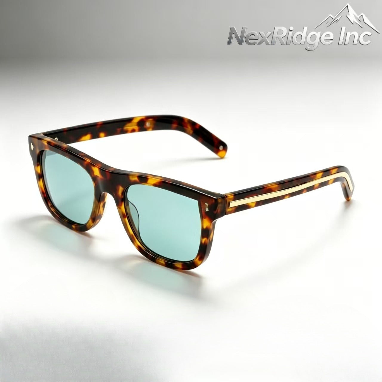 NexRidge Vintage Tortoiseshell Square Sunglasses with Light Blue Tinted Lenses