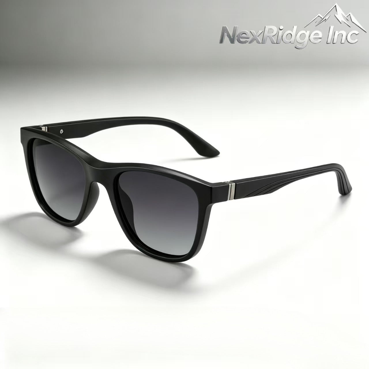 NexRidge Everyday Matte Black Square Sunglasses with Dark Grey Lenses