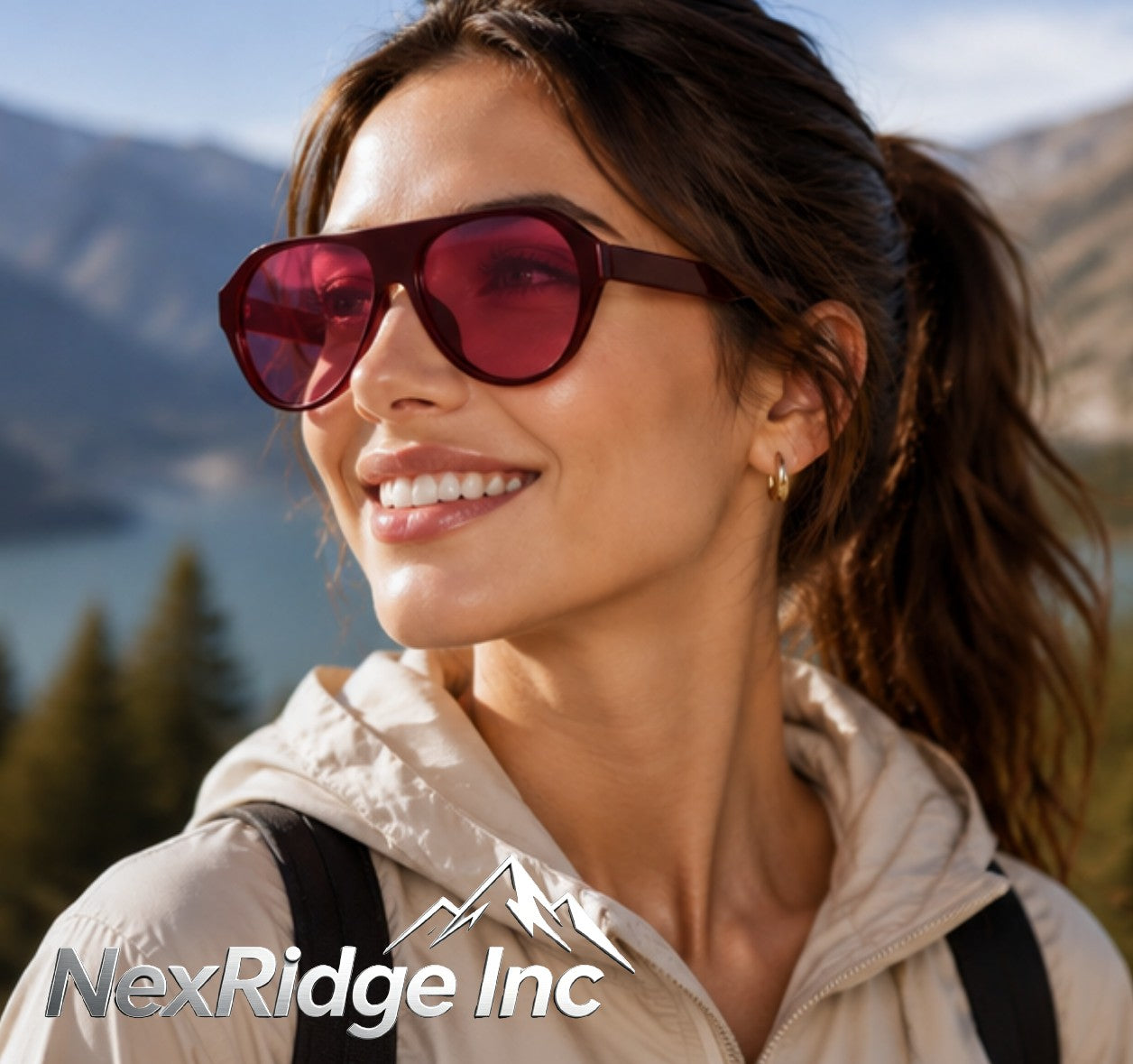 NexRidge Vintage Burgundy Flat Top Aviator Sunglasses with Pink Lenses