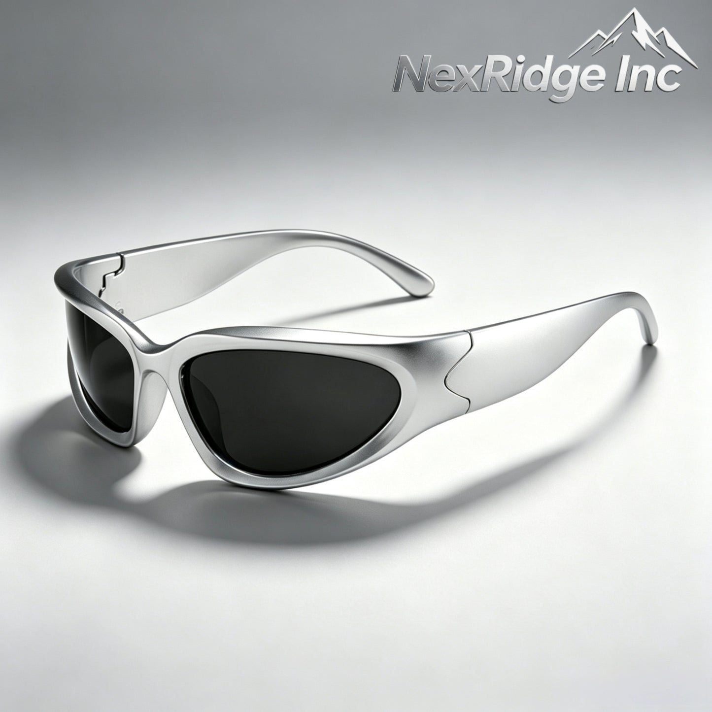NexRidge Chunky Silver Metallic Wrap Around Sports Sunglasses