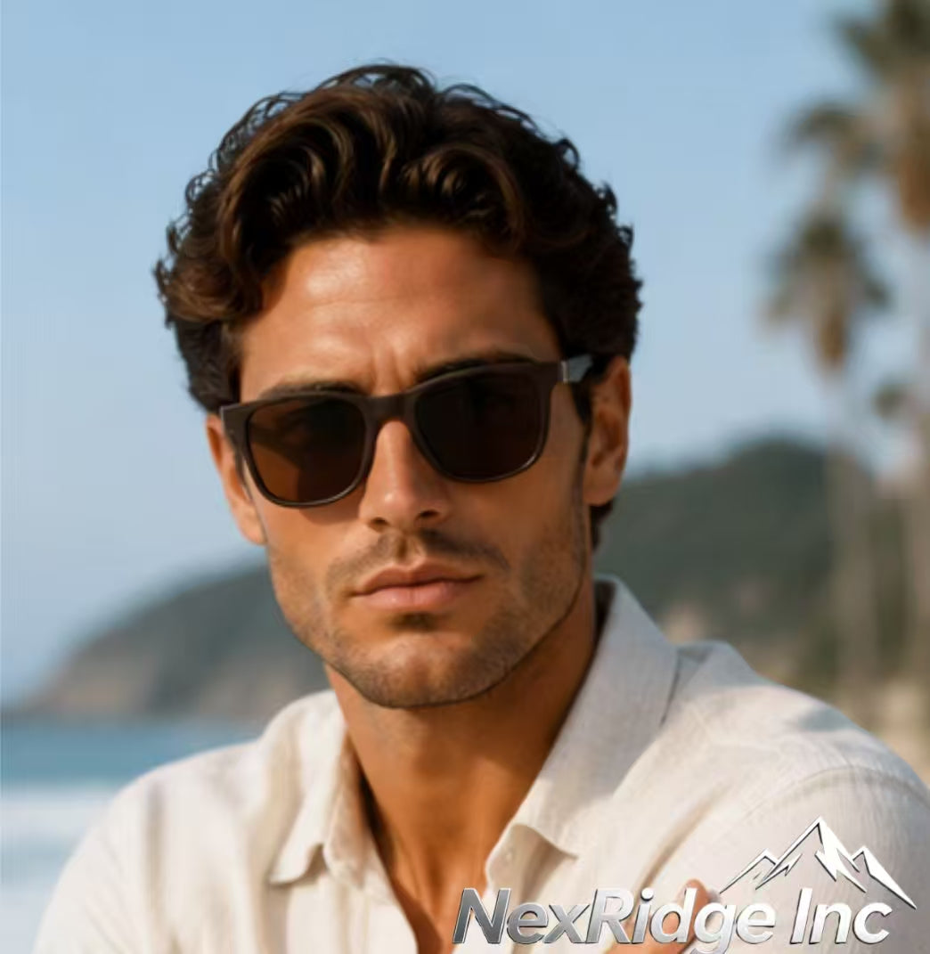 NexRidge Matte Brown Classic Wayfarer Style Sunglasses with Gradient Lenses