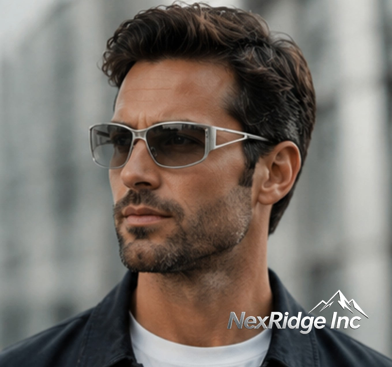 NexRidge Y2K Silver Metal Wrap Around Sunglasses with Cutout Temples