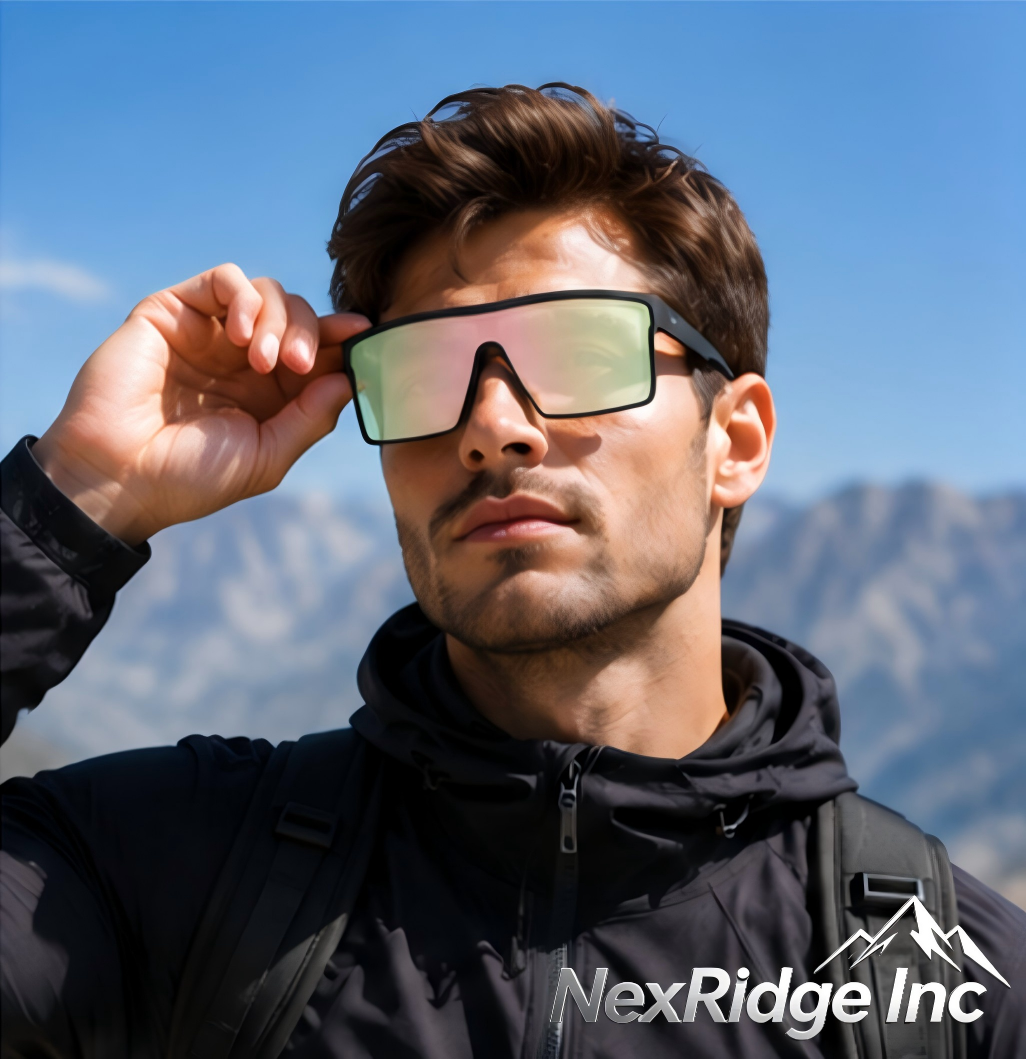 NexRidge Matte Black Flat Top Shield Sunglasses with Pink Mirrored Lenses