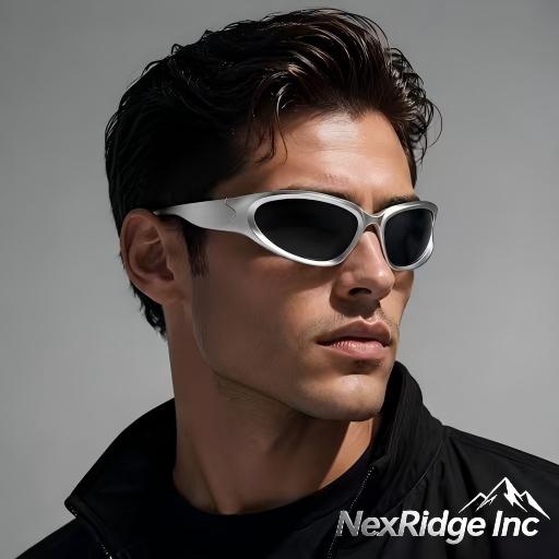 NexRidge Chunky Silver Metallic Wrap Around Sports Sunglasses