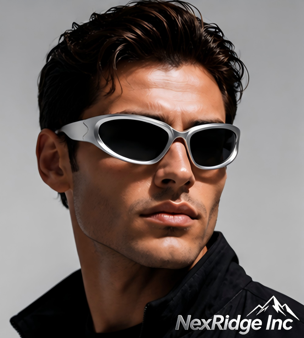 NexRidge Chunky Silver Metallic Wrap Around Sports Sunglasses