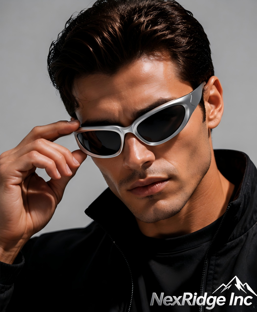 NexRidge Chunky Silver Metallic Wrap Around Sports Sunglasses