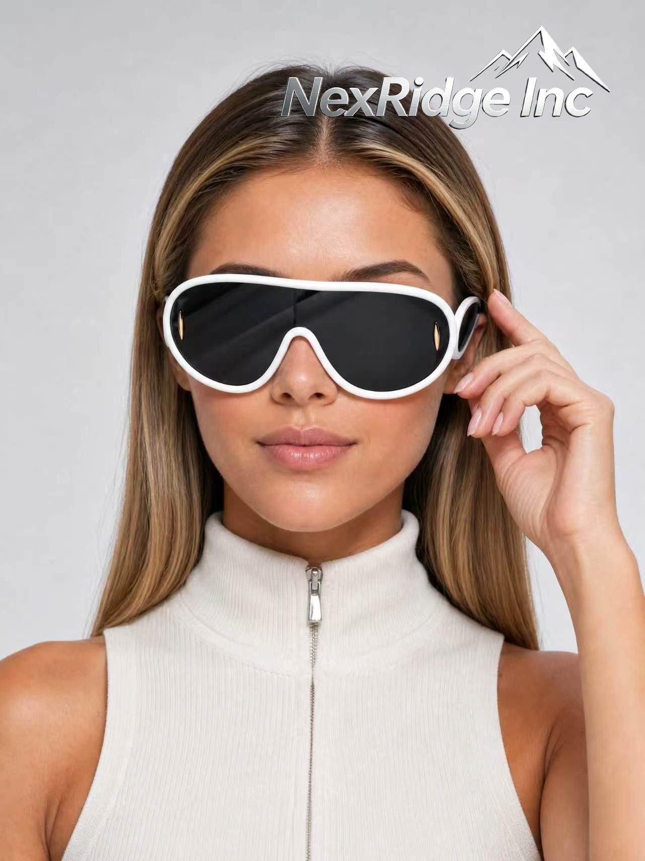 NexRidge Retro White Bug Eye Wrap Around Sunglasses with Side Lenses