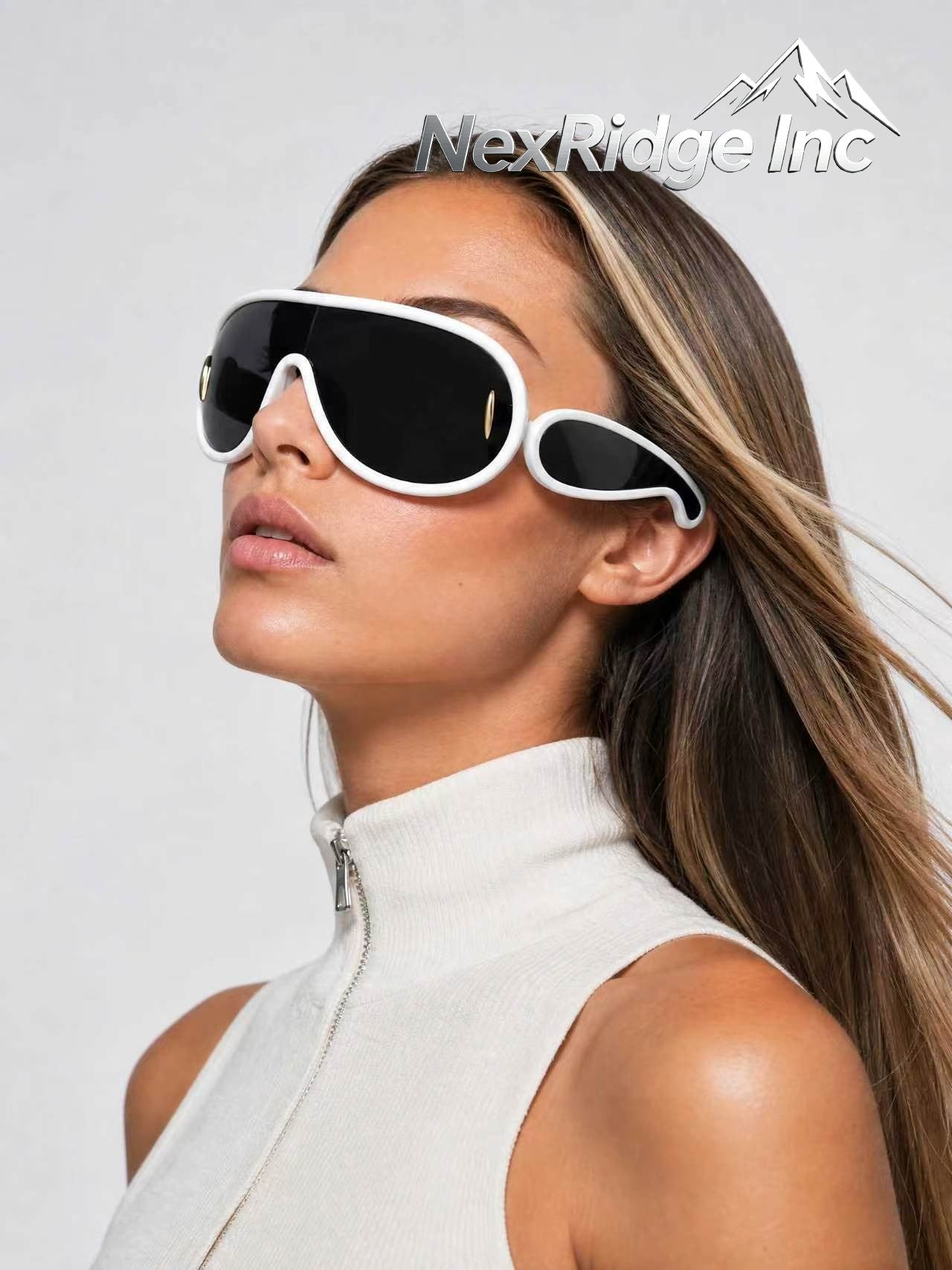 NexRidge Retro White Bug Eye Wrap Around Sunglasses with Side Lenses