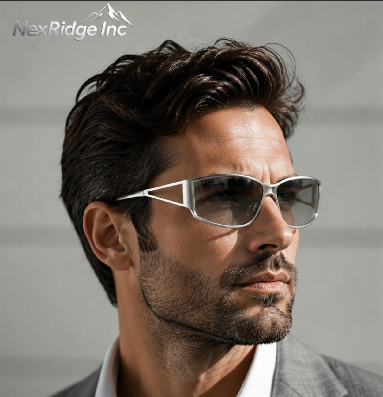 NexRidge Y2K Silver Metal Wrap Around Sunglasses with Cutout Temples